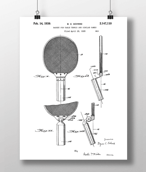 Bordtennis Bat Patent | Plakat 1