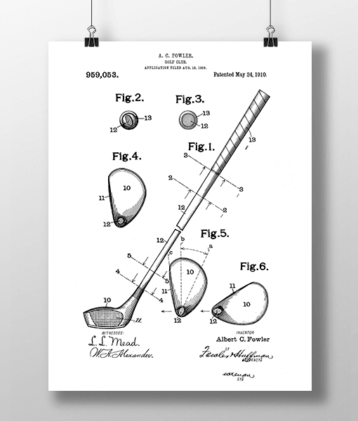 Golfkølle Patent | Plakat 1