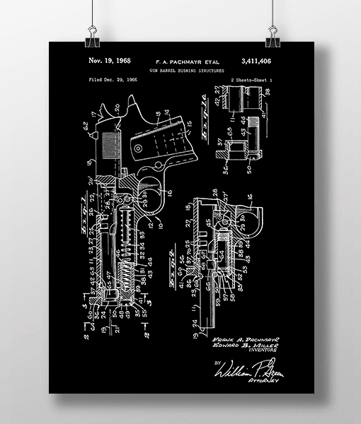 Pistol Konstruktion 1 Patent | Plakat 1